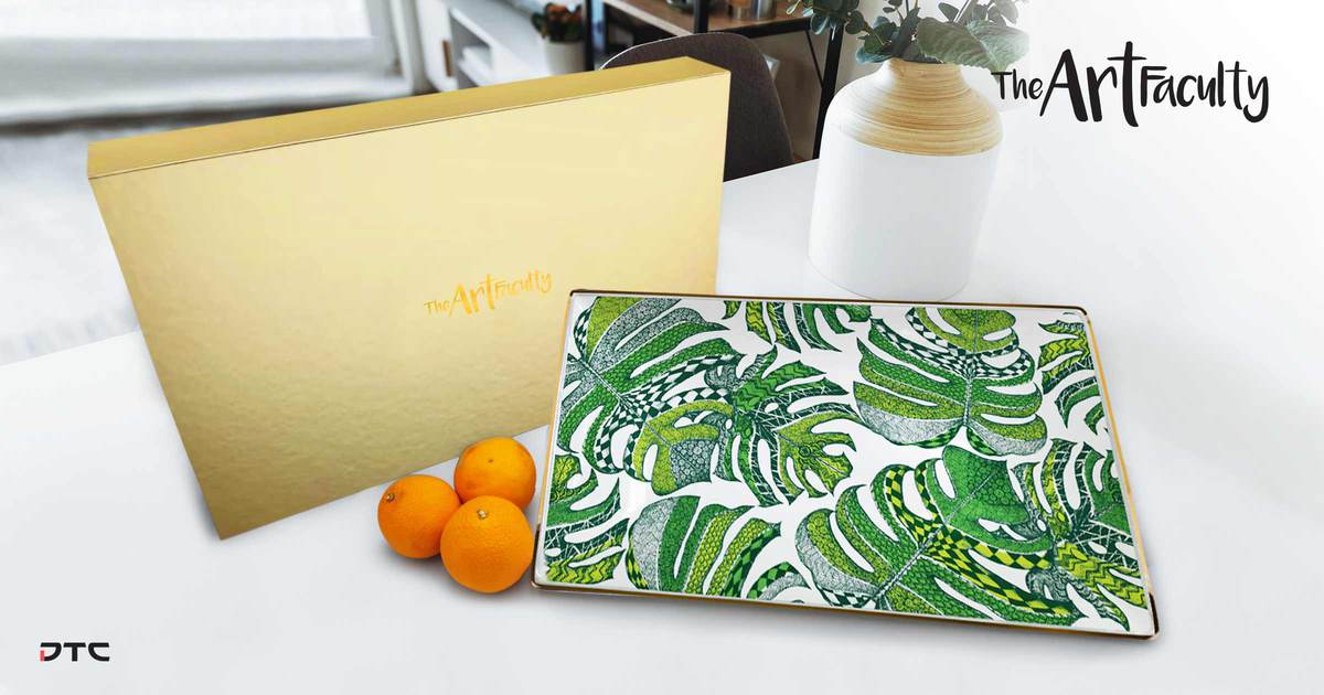 The Art Faculty “Green Monstera” Statement Ceramic Platter — Retail Merchandise