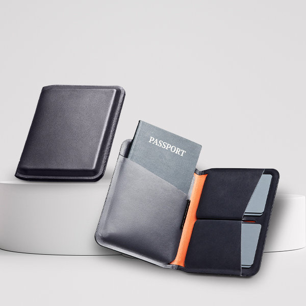 Leather Passport Sleeve - Aman Grey - Aman Essentials